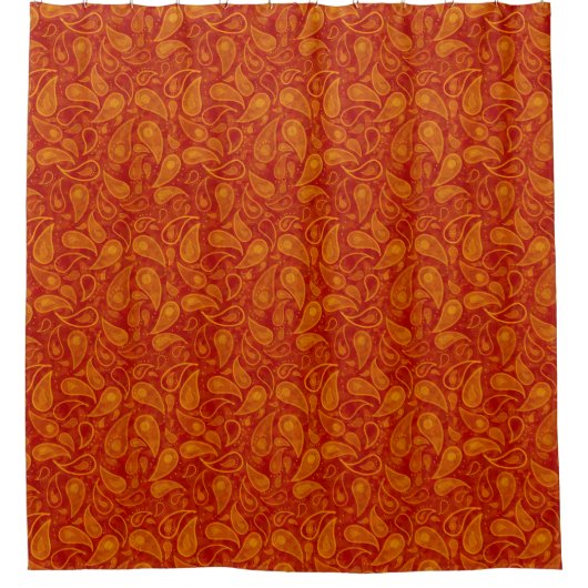 Red Orange Paisley Duschvorhang (Vorderseite)