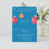 Red & Orange Paper Lantern Wedding RSVP Karte (Stehend Vorderseite)