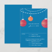 Red & Orange Paper Lantern Wedding RSVP Karte (Vorne/Hinten)