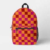 Red Orange Pink Checkered Pattern Design Bedruckter Rucksack (Vorderseite)