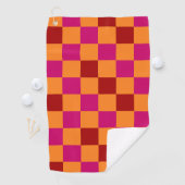 Red Orange Pink Checkered Pattern Design  Golfhandtuch (Insitu)