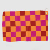 Red Orange Pink Checkered Pattern Design  Golfhandtuch (Horizontal)