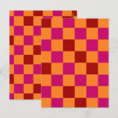 Red Orange Pink Checkered Pattern Design  Postkarte (Vorne/Hinten)