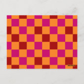 Red Orange Pink Checkered Pattern Design  Postkarte (Rückseite)