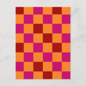 Red Orange Pink Checkered Pattern Design  Postkarte (Vorderseite)