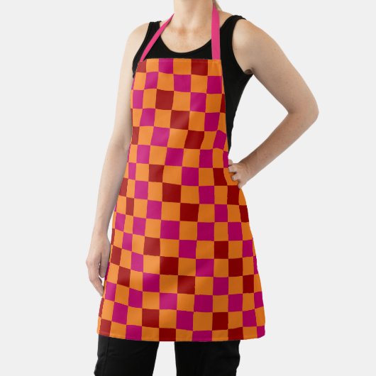 Red Orange Pink Checkered Pattern Design Schürze (InSitu)