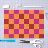 Red Orange Pink Checkered Pattern Design  Seidenpapier (Handwerk)