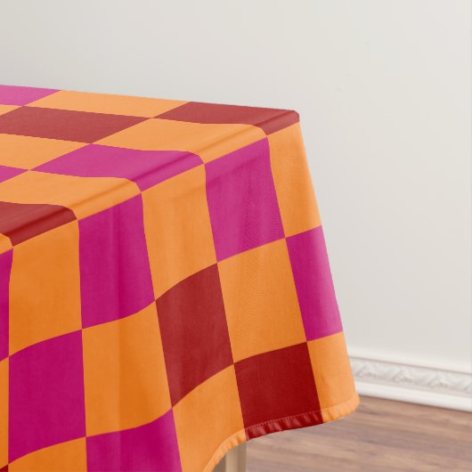 Red Orange Pink Checkered Pattern Design  Tischdecke (Beispiel)
