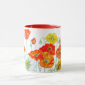 Red Orange Poppy Flower Watercolor Womans Name Tasse (Zentrum)