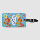 Red Orange Poppy Poppies Blumenblau Deine Freude Gepäckanhänger (Vorderseite (Horizontal))