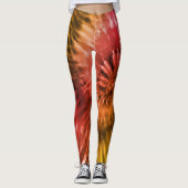 Red & Orange Psychedelic Sternexplosion Gefärbte K Leggings (Vorderseite)