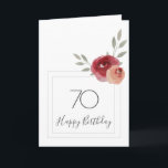 Red Orange Rose Watercolor Floral 70th Birthday Karte<br><div class="desc">Red and Orange Rose Watercolor Floral 70th Birthday Card. Modern floral 70th birthday greeting card with beautiful watercolor roses and twigs and two frames. You can change the age and the message inside the card.</div>