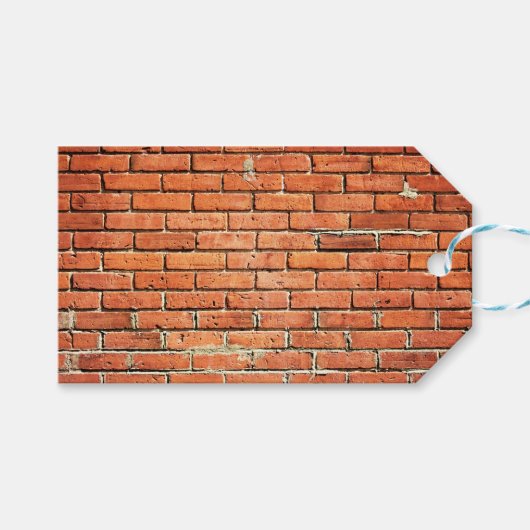 Red Orange Small Brick Wall Geschenkanhänger (Vorderseite (Horizontal))