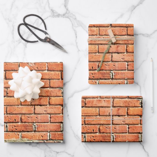 Red Orange Small Brick Wall Geschenkpapier Set (Vorderseite)