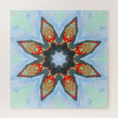 Red Orange Star Blume auf Blue Puzzle (Horizontal)