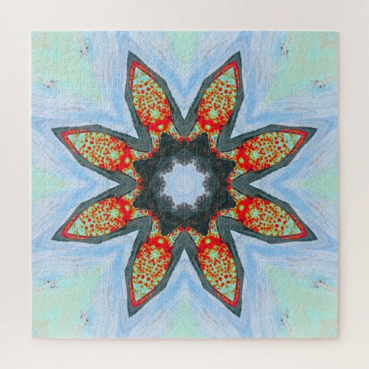Red Orange Star Blume auf Blue Puzzle (Vertikal)