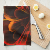 Red Orange Stylisierte Blume Half Corolla Geschirrtuch (Viertel Falte)