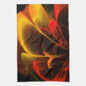 Red Orange Stylisierte Blume Half Corolla Geschirrtuch (Vertikal)