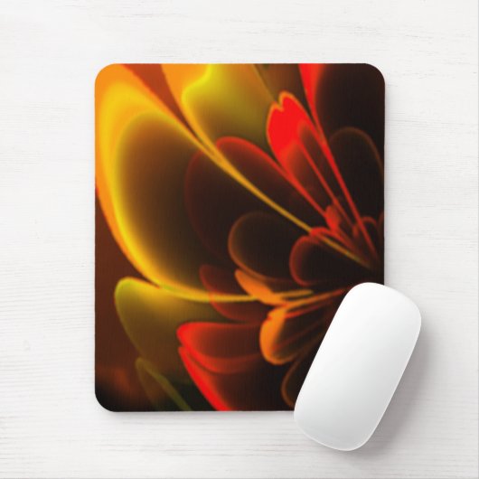 Red Orange Stylisierte Blume Half Corolla Mousepad (Mit Mouse)