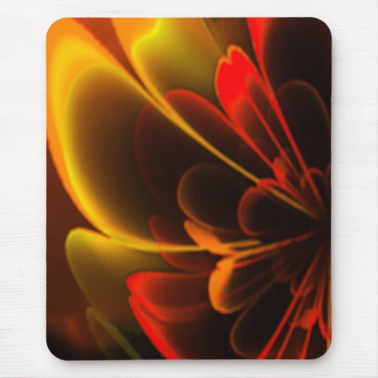 Red Orange Stylisierte Blume Half Corolla Mousepad (Vorne)