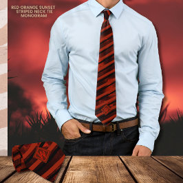 Red Orange Sunset Novelty Striped Neck Tie Krawatte