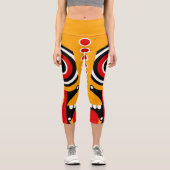 Red Orange Tiki Capri Leggings (Vorderseite)