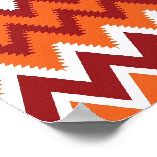 Red Orange Tribal Muster Aztec Zickzack Zigzags Poster (Ecke)