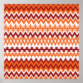 Red Orange Tribal Muster Aztec Zickzack Zigzags Poster (Vorne)