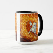 Red Orange Unicorn Fire Element Fantasy Art Tasse (VorderseiteRechts)