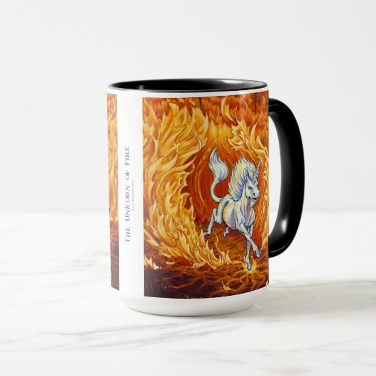 Red Orange Unicorn Fire Element Fantasy Art Tasse (VorderseiteRechts)
