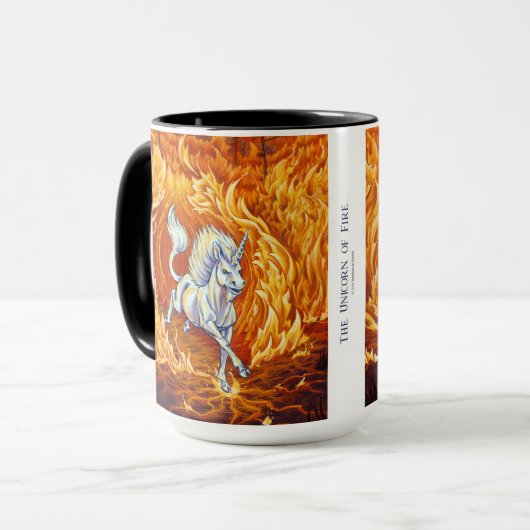 Red Orange Unicorn Fire Element Fantasy Art Tasse (Vorderseite Links)