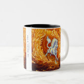Red Orange Unicorn Fire Element Fantasy Art Zweifarbige Tasse (VorderseiteRechts)