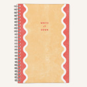 Red Orange Wavy Lines Spiraljournal Notizblock (Vorderseite)