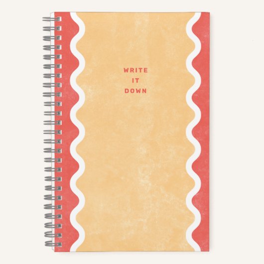 Red Orange Wavy Lines Spiraljournal Notizblock (Vorderseite)