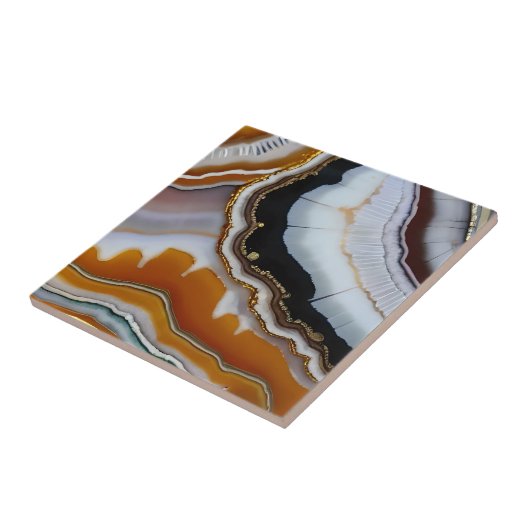 Red Orange White Black Blue Gold Agate Geode Fliese (Seite)