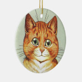 Red Orange & White Cat, Louis Wain Keramik Ornament (Rechts)