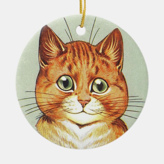 Red Orange & White Cat, Louis Wain Keramik Ornament (Vorne)