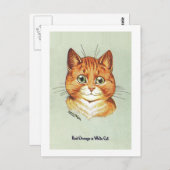Red Orange & White Cat, Louis Wain Postkarte (Vorne/Hinten)