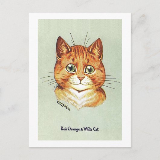 Red Orange & White Cat, Louis Wain Postkarte (Vorderseite)