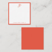 Red Orange White Handschriftlich Monogram Template Mitteilungskarte (Vorne/Hinten)