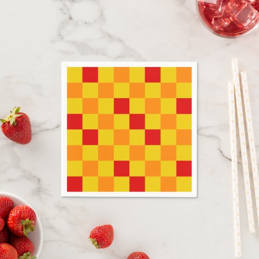 Red Orange Yellow Checkered Pattern Design  Serviette (Beispiel)