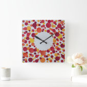 red orange yellow dots  quadratische wanduhr (Zuhause)