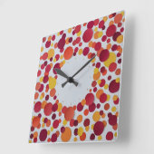 red orange yellow dots  quadratische wanduhr (Winkel)