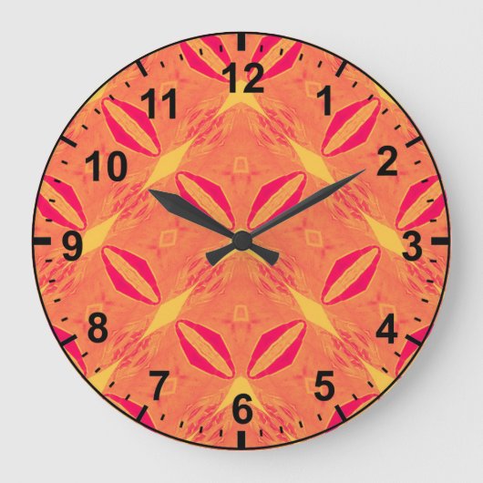 Red Orange Yellow Pattern~ Große Wanduhr (Vorderseite)