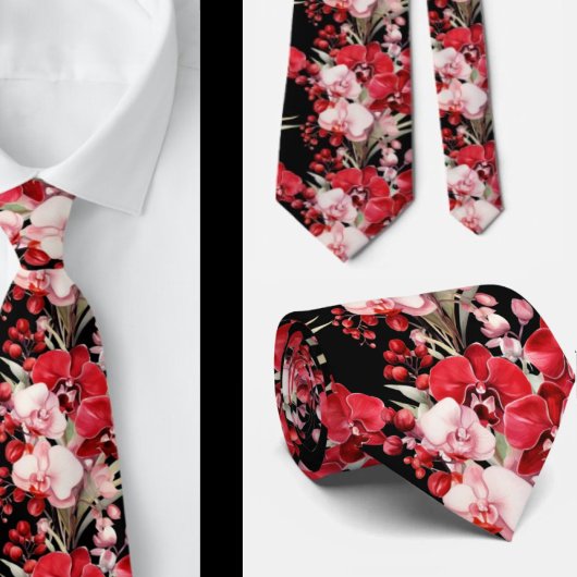 Red Orchid Blume Neck Tie Krawatte