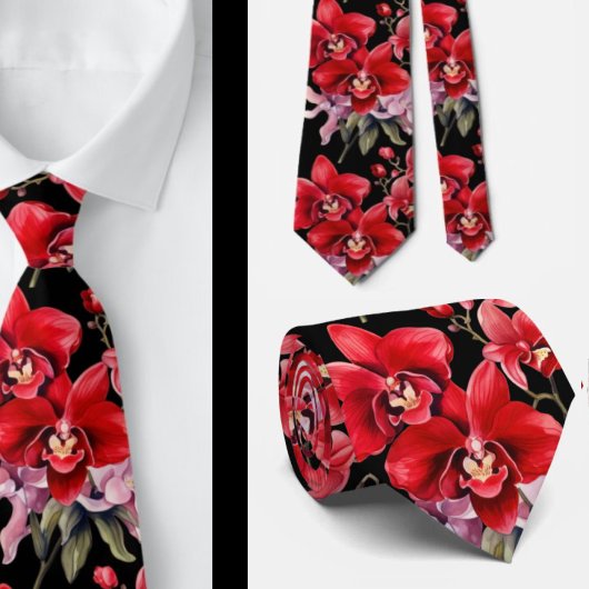 Red Orchid Blume Neck Tie Krawatte