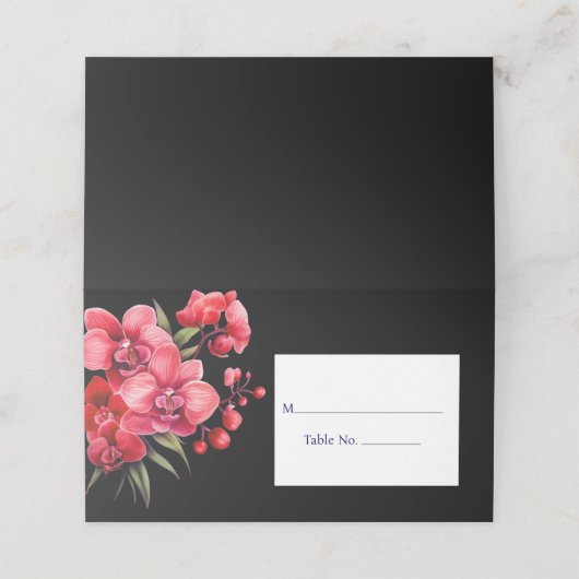 Red Orchid Platzkarte Guest Table Response Card (Außenseite Aufgefaltet)
