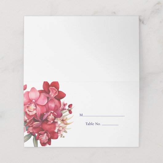Red Orchid Platzkarte Guest Table Response Card (Außenseite Aufgefaltet)