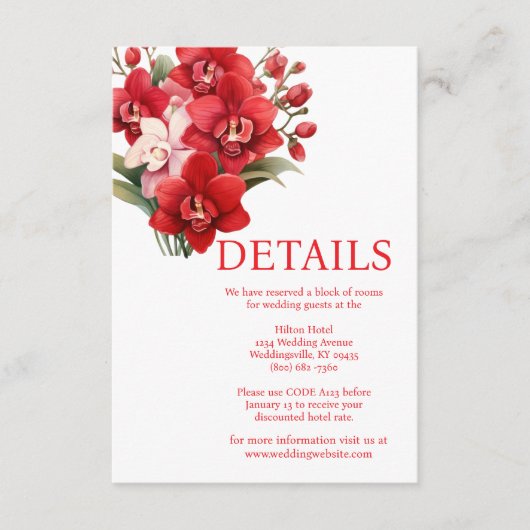Red Orchids Hochzeitskarte Begleitkarte (Vorderseite)