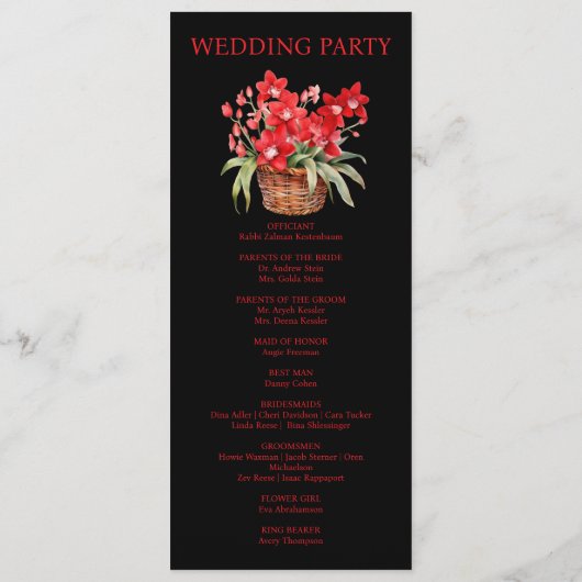 Red Orchids Hochzeitsprogramm Programm (Rückseite)